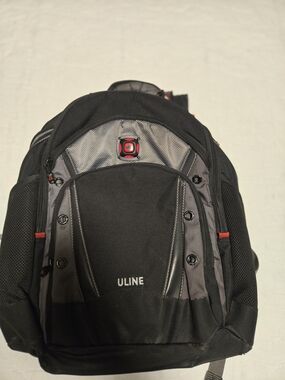 Black and Gray Swiss Laptop Backpack with Red Accents